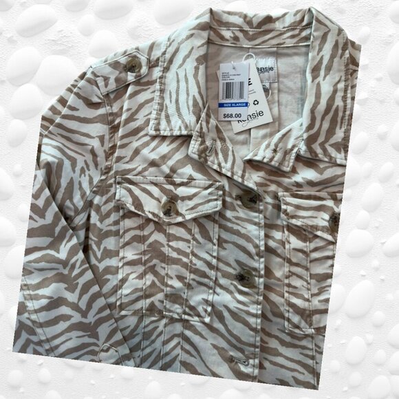Kenzie Pebble Zebra Stretch Jacket S: XL NWT - Picture 9 of 12